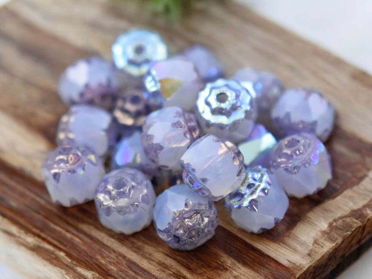 Bronze Washed Lavender Opaline AB Cathedral Beads -- Choose Your Size